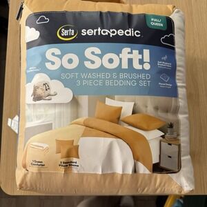 Serta So Soft 3 Piece Bedding Set Full/‎ Queen Comforter NEW Pillow Shams Yellow
